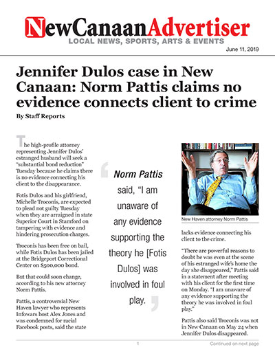 Jennifer Dulos case in New Canaan: Norm Pattis claims no evidence connects client to crime