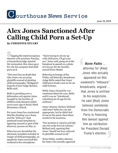 Alex Jones Sanctioned After Calling Child Porn a Set-Up