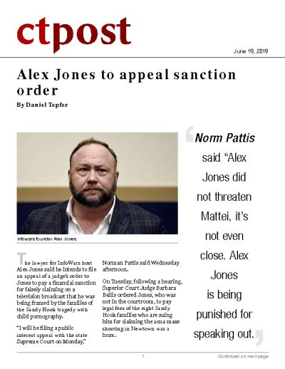 Alex Jones to appeal sanction order