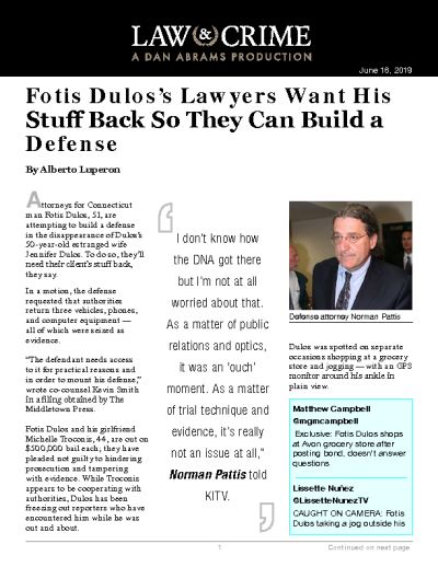Fotis Dulos’s Lawyers Want His Stuff Back So They Can Build a Defense