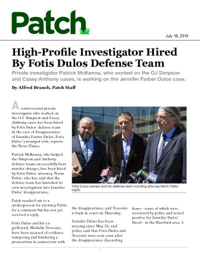 High-Profile Investigator Hired By Fotis Dulos Defense Team
