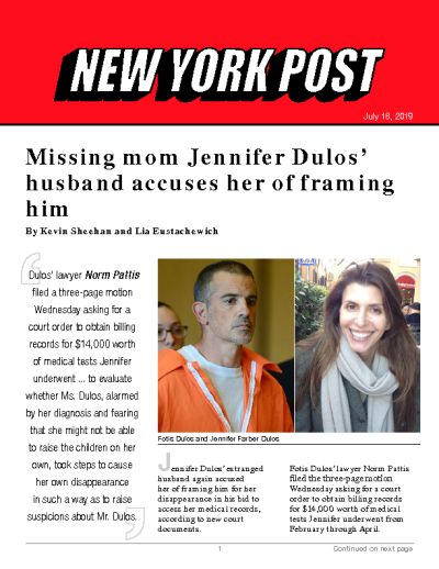 Missing mom Jennifer Dulos’ husband accuses her of framing him