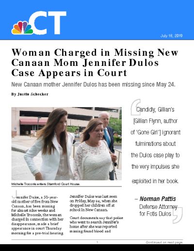 Woman Charged in Missing New Canaan Mom Jennifer Dulos Case Appears in Court