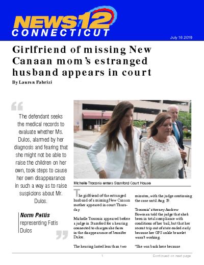 Girlfriend of missing New Canaan mom’s estranged husband appears in court