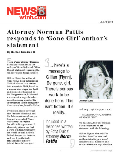 Attorney Norman Pattis responds to ‘Gone Girl’ author’s statement