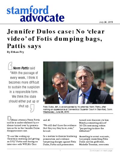 Jennifer Dulos case: No ‘clear video’ of Fotis dumping bags, Pattis says