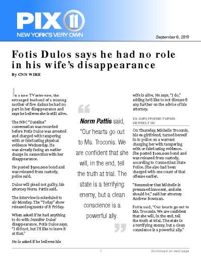 Fotis Dulos says he had no role in his wife’s disappearance
