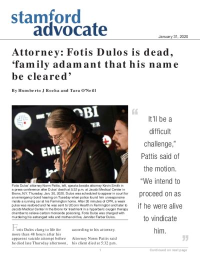 Attorney: Fotis Dulos is dead, ‘family adamant that his name be cleared’