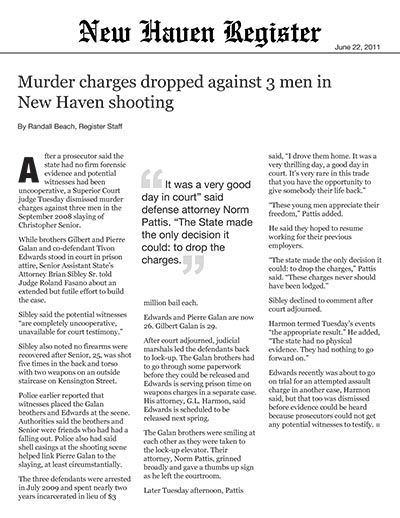 Murder Charges Dropped Against 3 Men in New Haven Shooting