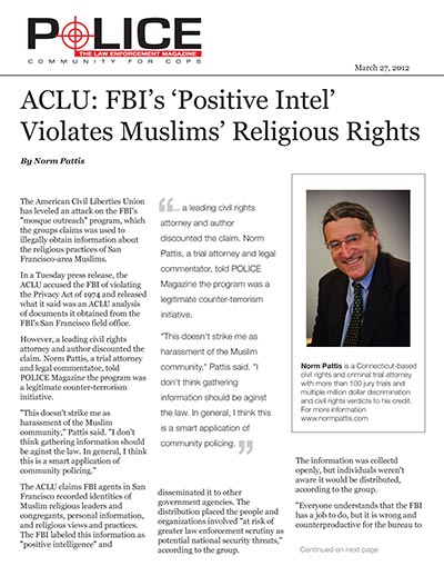 ACLU: FBI's 'Positive Intel' Violates Muslims' Religious Rights