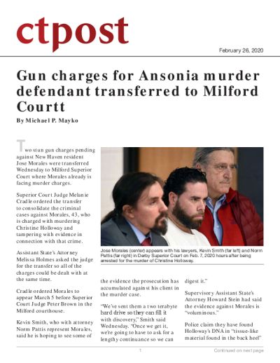 Gun charges for Ansonia murder defendant transferred to Milford Court