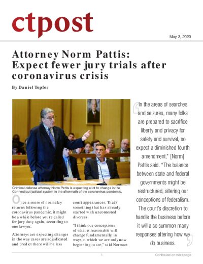 Attorney Norm Pattis: Expect fewer jury trials after coronavirus crisis