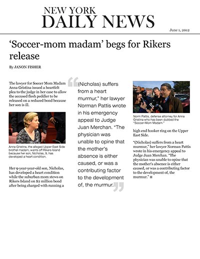 Soccer Mom Madam begs for Rikers release