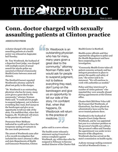 Conn. doctor charged with sexually assaulting patients at Clinton practice