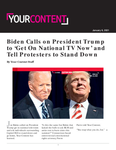 Biden Calls on President Trump to ‘Get On National TV Now’ and Tell Protesters to Stand Down