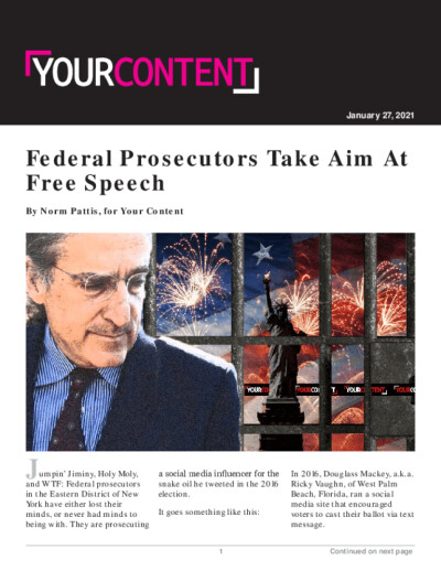 Federal Prosecutors Take Aim At Free Speech