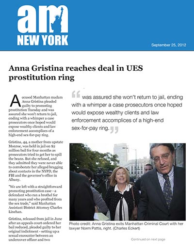 Anna Gristina reaches deal in UES prostitution ring