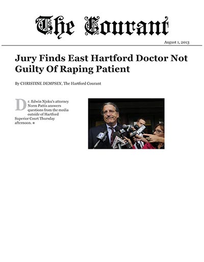 Jury Finds East Hartford Doctor Not Guilty of Raping Patient