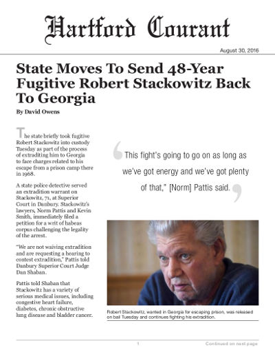 State Moves To Send 48-Year Fugitive Robert Stackowitz Back To Georgia
