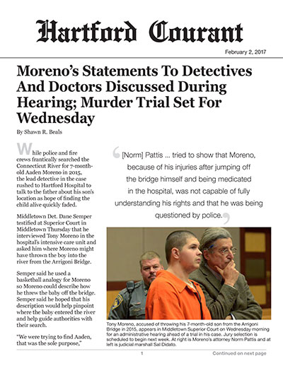 Moreno's Statements To Detectives And Doctors Discussed During Hearing; Murder Trial Set For Wednesday