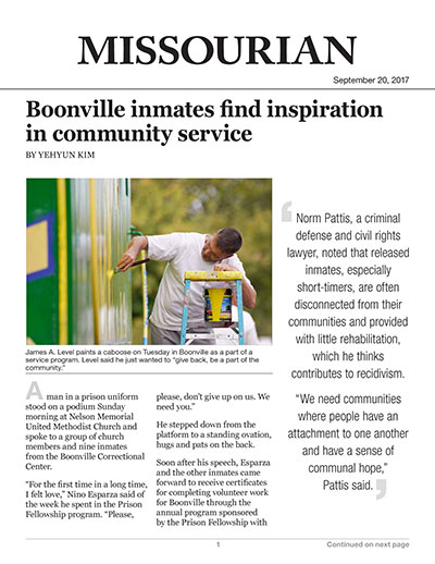 Boonville inmates find inspiration in community service