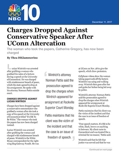Charges Dropped Against Conservative Speaker After UConn Altercation