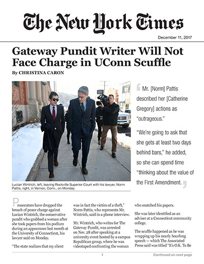 Gateway Pundit Writer Will Not Face Charge in UConn Scuffle