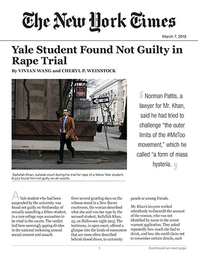 Yale Student Found Not Guilty in Rape Trial