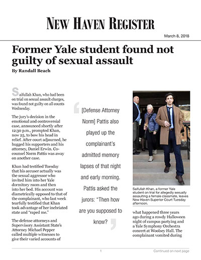 Former Yale student found not guilty of sexual assault