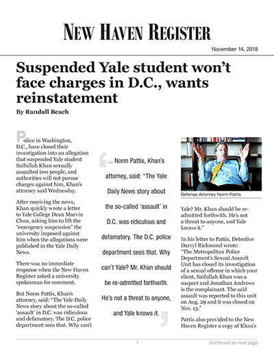 Suspended Yale student won’t face charges in D.C., wants reinstatement