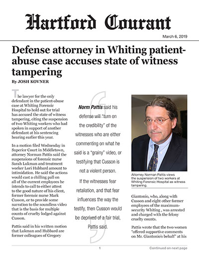 Defense attorney in Whiting patient-abuse case accuses state of witness tampering