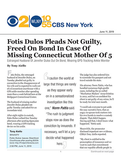 Fotis Dulos Pleads Not Guilty, Freed on Bond In Case of Missing Connecticut Mother of 5