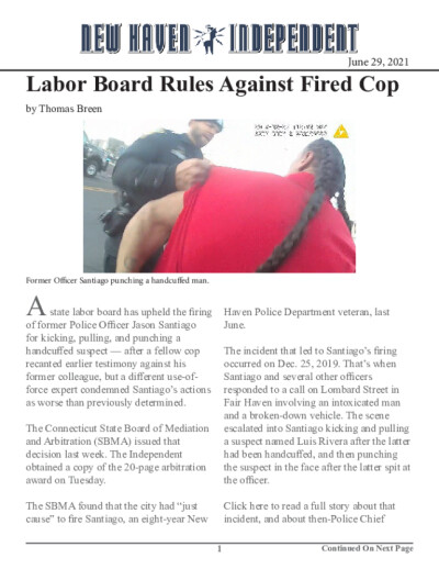 Labor Board Rules Against Fired Cop