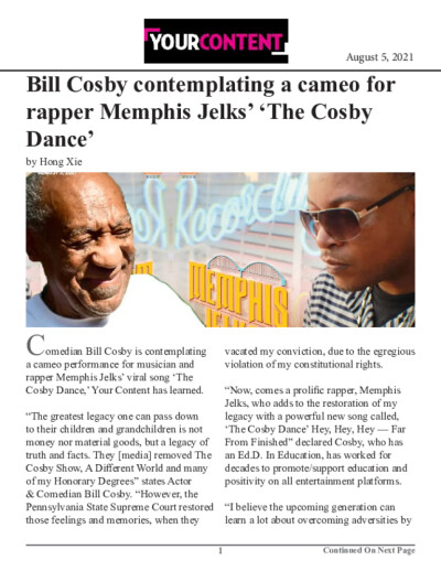 Bill Cosby contemplating a cameo for rapper Memphis Jelks’ ‘The Cosby Dance’