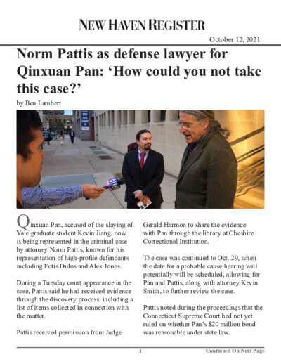 Norm Pattis as defense lawyer for Qinxuan Pan: 'How could you not take this case?'