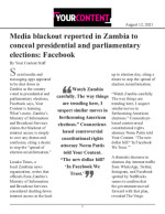 Media blackout reported in Zambia to conceal presidential and parliamentary elections: Facebook