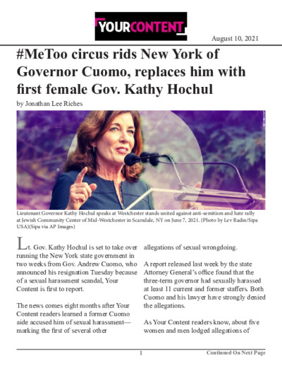 #MeToo circus rids New York of Governor Cuomo, replaces him with first female Gov. Kathy Hochul